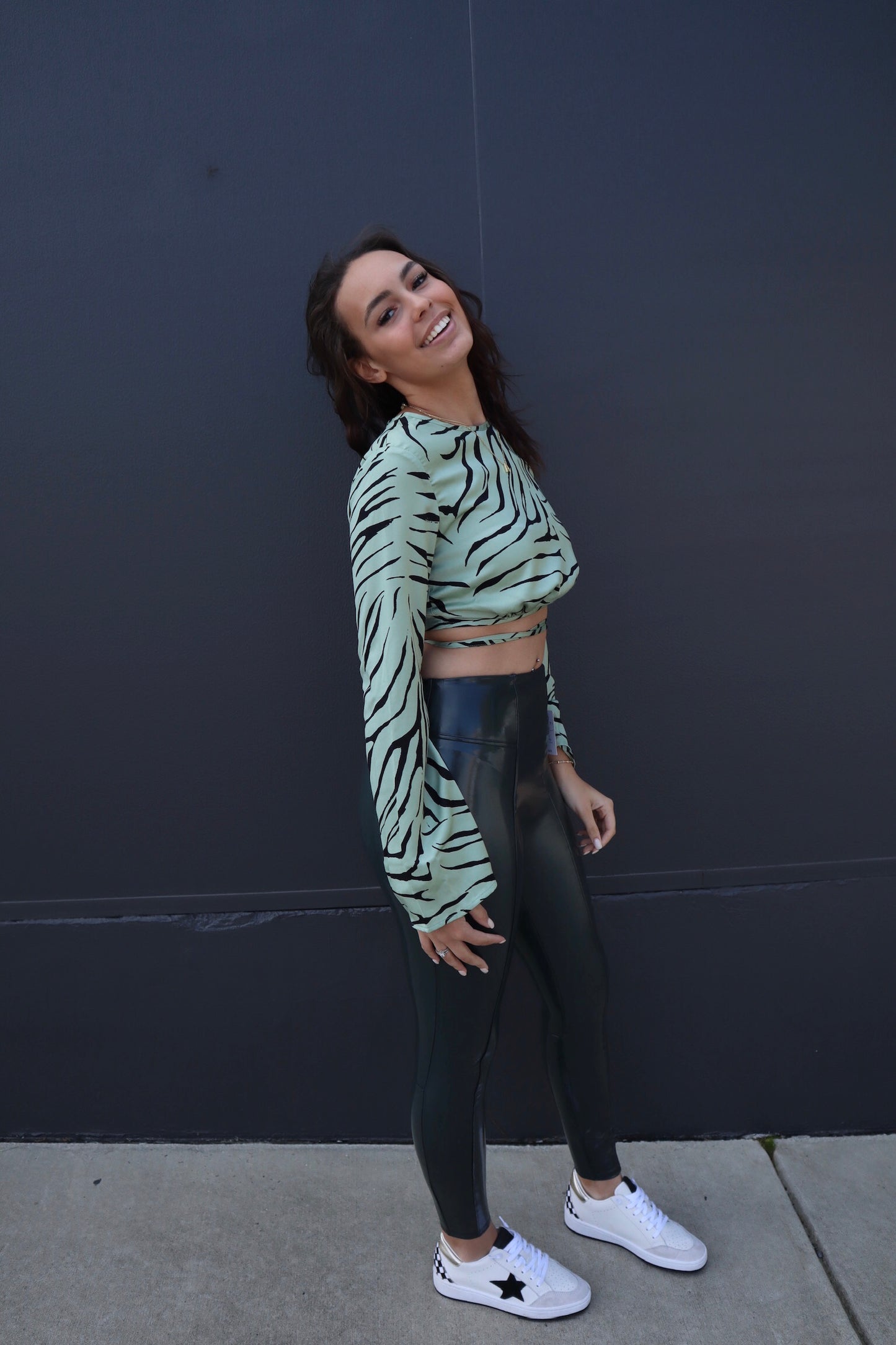 MINT GREEN ZEBRA CROP TOP