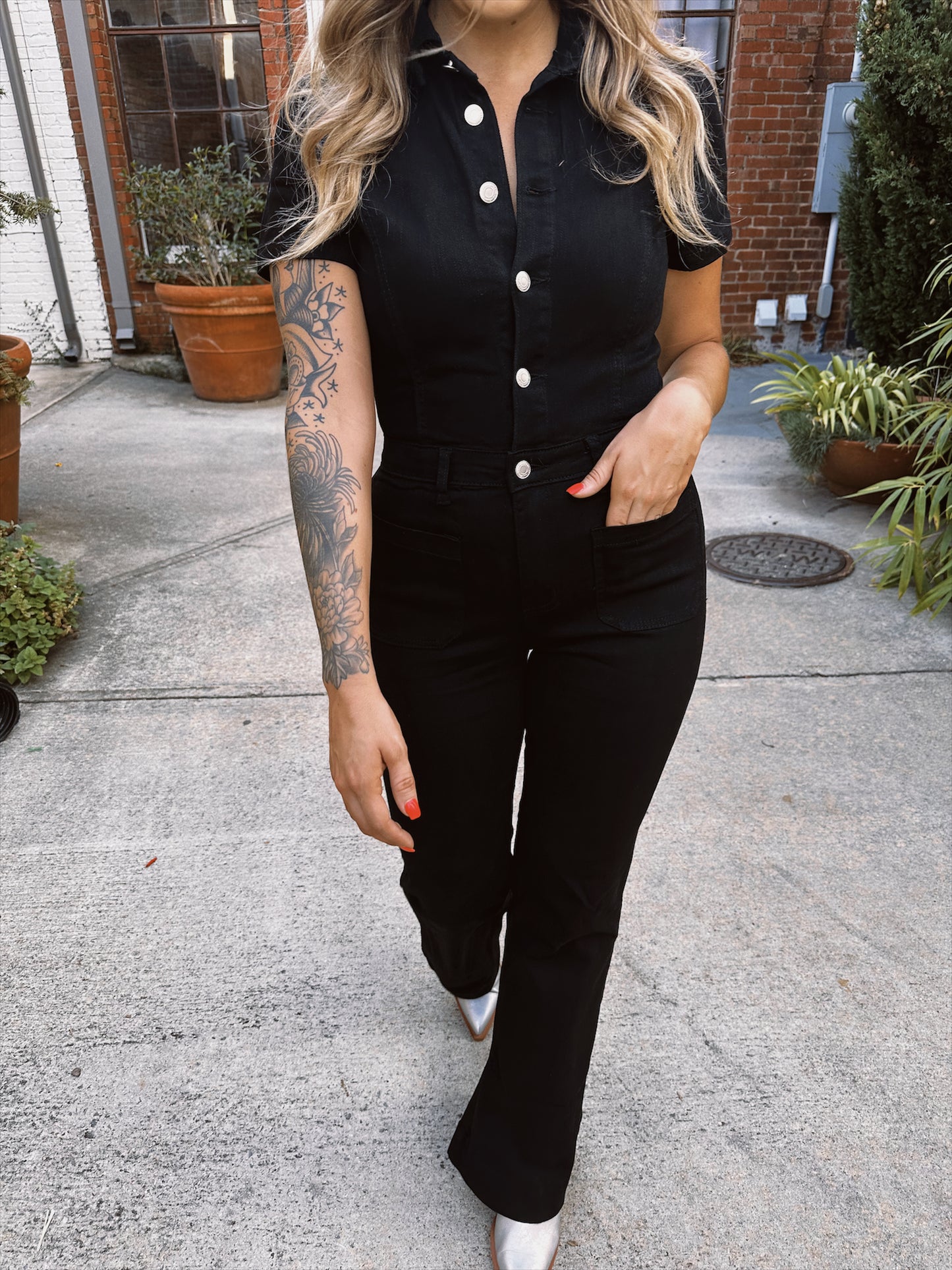 DEMIE BLACK DENIM JUMPSUIT