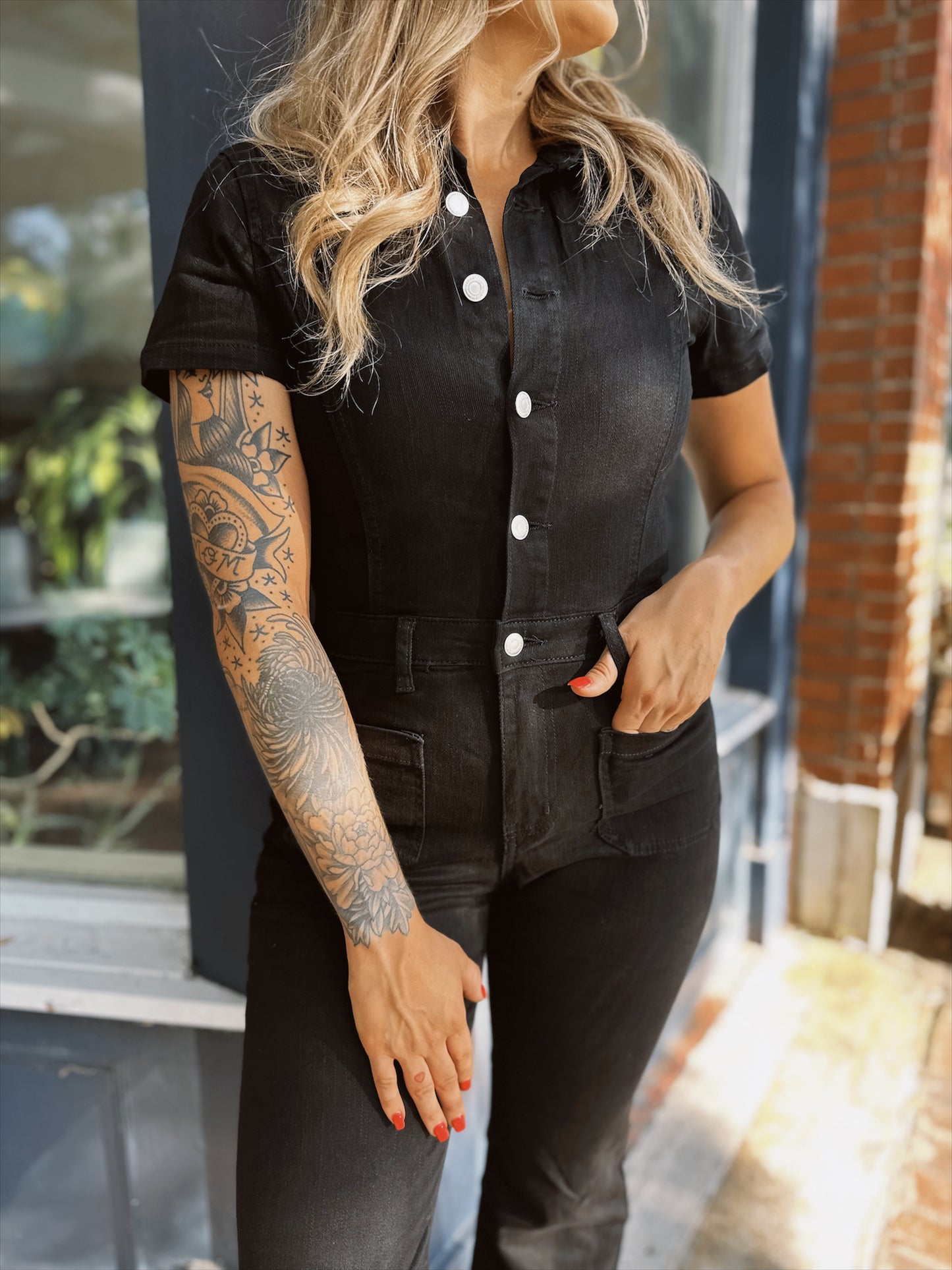 DEMIE BLACK DENIM JUMPSUIT