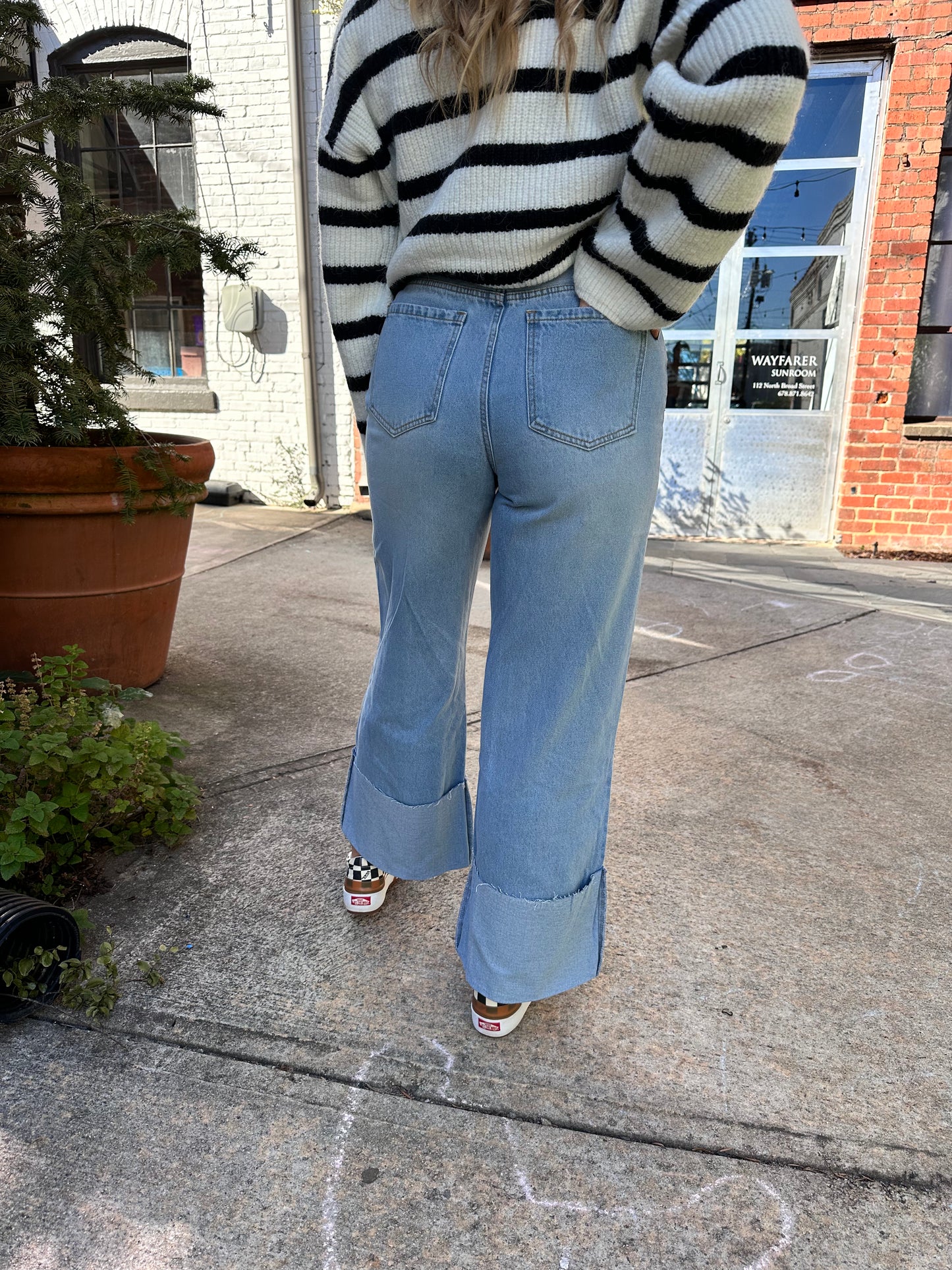 SHELBY HIGH WAISTED WIDE LEG CUFFED JEANS