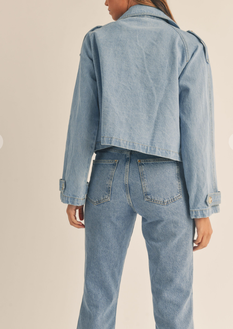 DENIM CROPPED TRENCH COAT