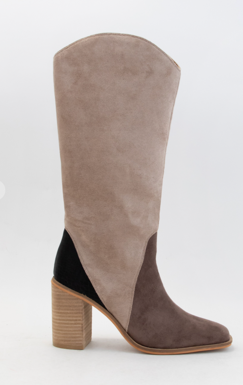 CHRISTY THREE TONE SQUARE-TOE CURVED COLLAR BOOT