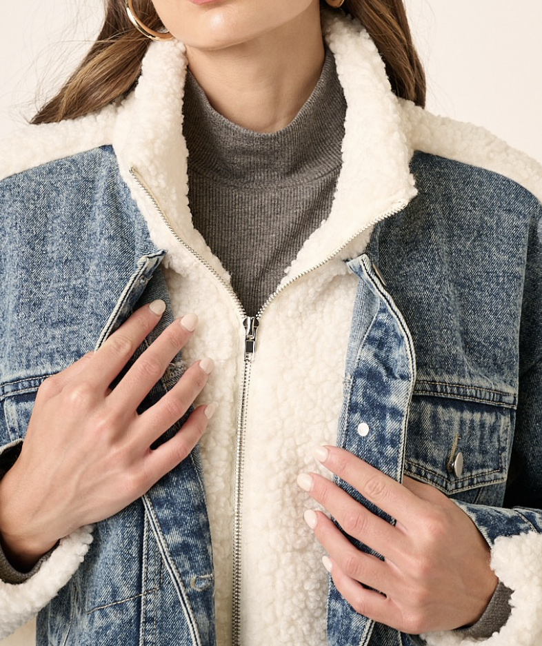 DENIM FRONT SHERPA JACKET