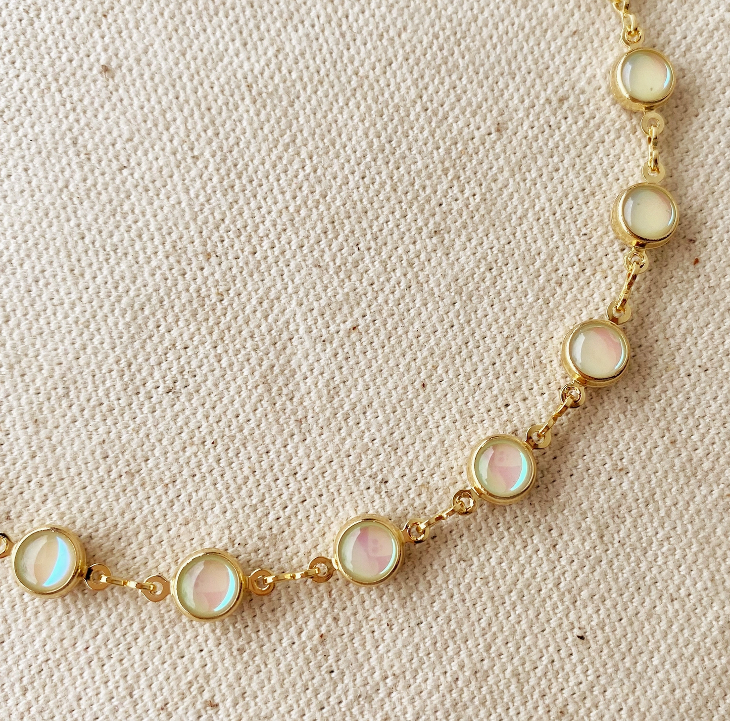 614 18k Gold Filled Rounded Opal Choker