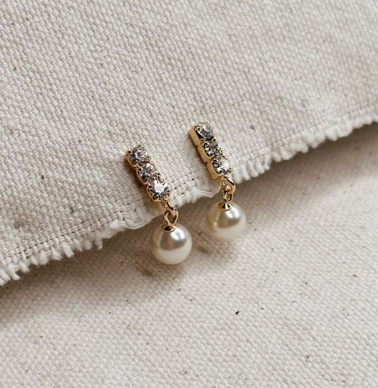 123 18k Gold Filled Drop Pearl Earrings