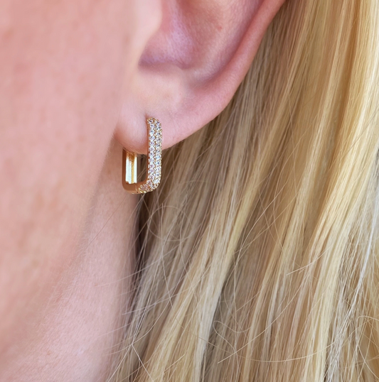521 18k Gold Filled Rectangular Clicker Hoop Earrings