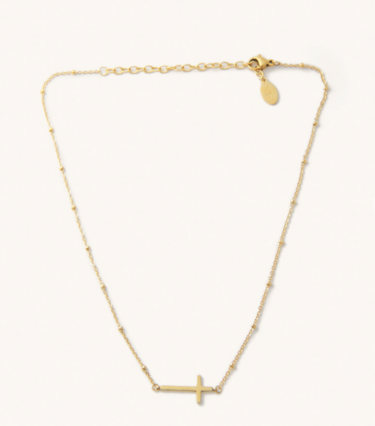 Waterproof Gold Heavenly Cross Choker