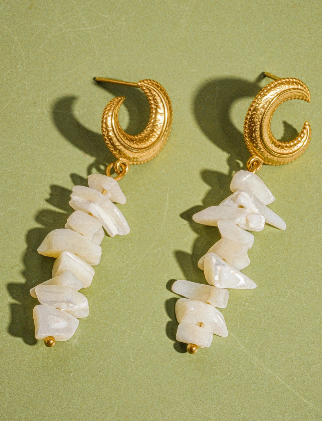 Shelby 18K Gold Non-Tarnish Resort Moon and Shell Earring