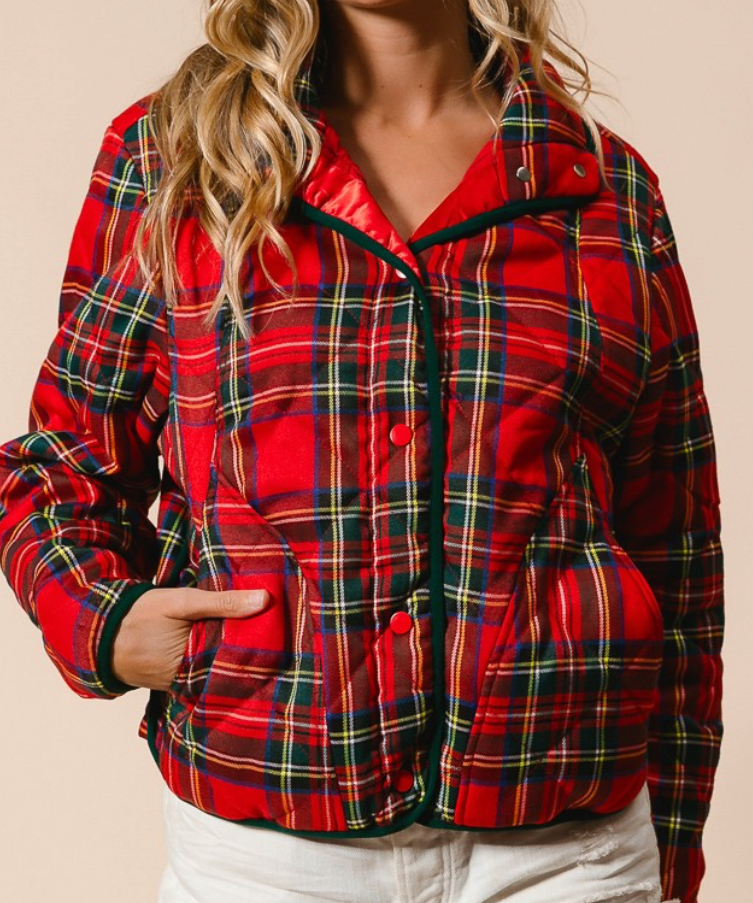 VINTAGE CHRISTMAS PLAID QUILTING JACKET