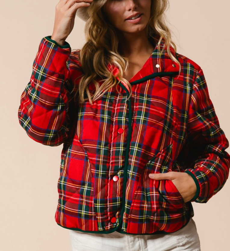 VINTAGE CHRISTMAS PLAID QUILTING JACKET