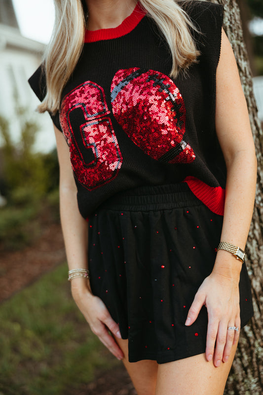 GO FOOTBALL SEQUIN SWEATER VEST